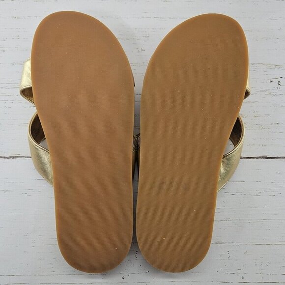 Lilly Pulitzer Bayshore‎ Womens Sandals Cork Gold Metallic Leather Size 6 - Picture 8 of 9